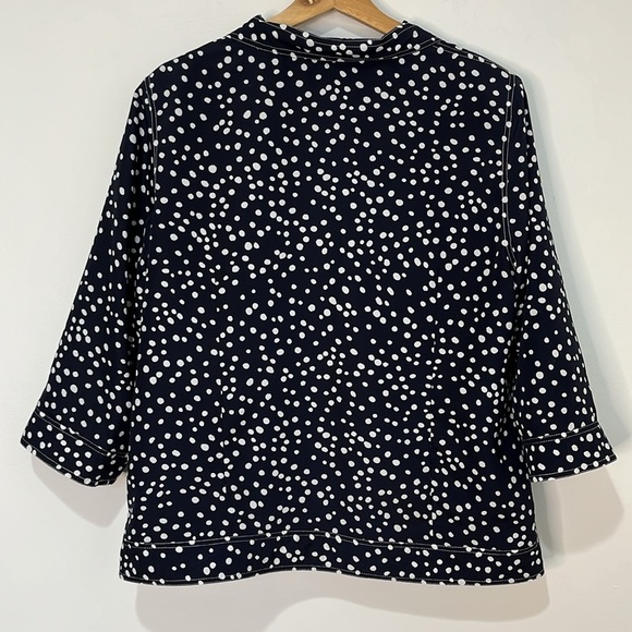 Multiples Women's Blazer Jacket Size L Navy Blue White Polka Dots Office Spring - Picture 2 of 11